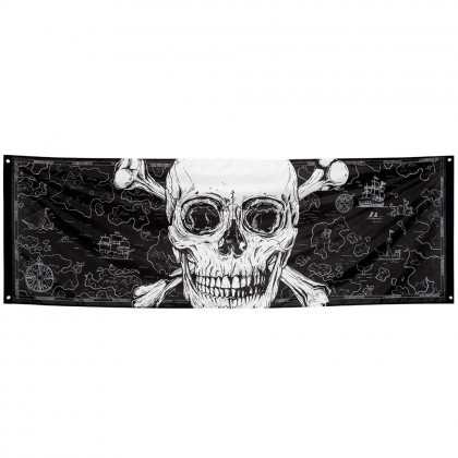 Polyester banner Piraten (74 x 220 cm)