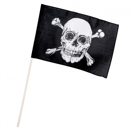 Polyester zwaaivlag Piraten Classic (30 x 45 cm / 76 cm stok)