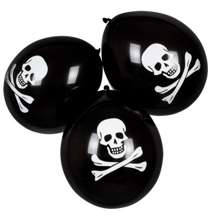 Set 6 Latex ballonnen Piraten Classic dubbelzijdig (Ø 25 cm)