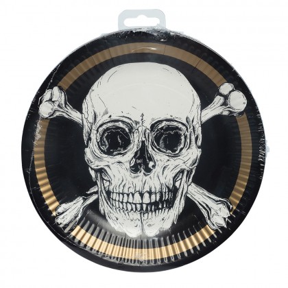 Set 10 papieren bordjes Piraten (Ø 23 cm)