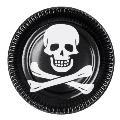 Set 10 papieren bordjes Piraten classic (Ø 23 cm)