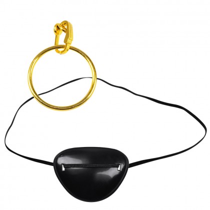 Set Piraat essentials (ooglapje en oorbel)