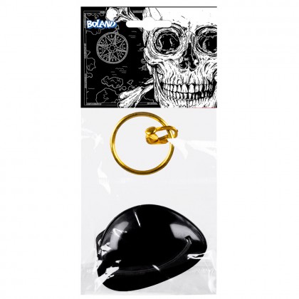 Set Piraat essentials (ooglapje en oorbel)