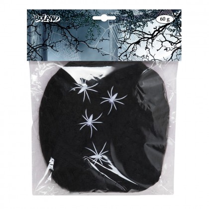 Spinrag 60 g zwart met 4 spinnen
