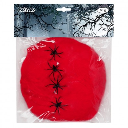 Spinrag 60 g rood met 4 spinnen