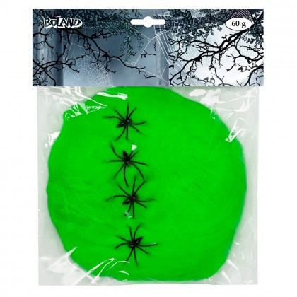 Spinrag 60 g lichtgroen met 4 spinnen