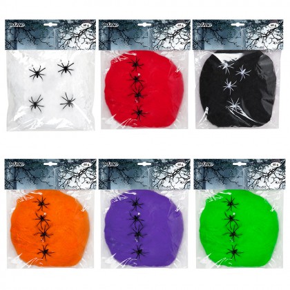 Spinrag 60 g 6 kleuren ass. met 4 spinnen