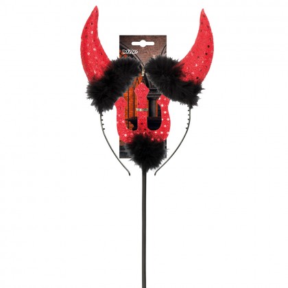 Set Duivel (hoorntjes en vork 40 cm)