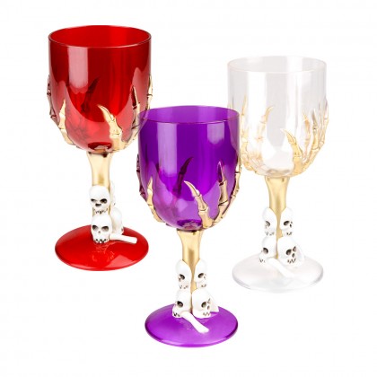 Plastic kelk Skull claw 3 kleuren ass. (25 cl, 17,5 cm)