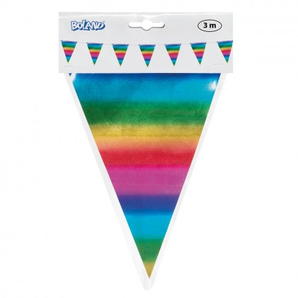 Folieminivlaggenlijn regenboog (14 x 10.5 cm)(3 m)