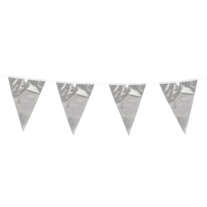 Folieminivlaggenlijn zilver (14 x 10.5 cm)(3 m)