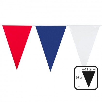 Polyester vlaggenlijn rood/wit/blauw (26 x 18 cm)(10 m)