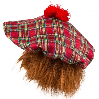 Baret Mr Tartan rood met haar