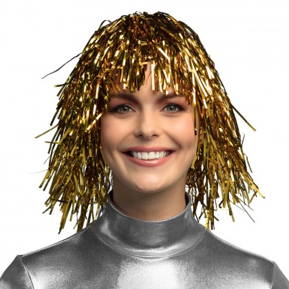 Pruik Metallic goud