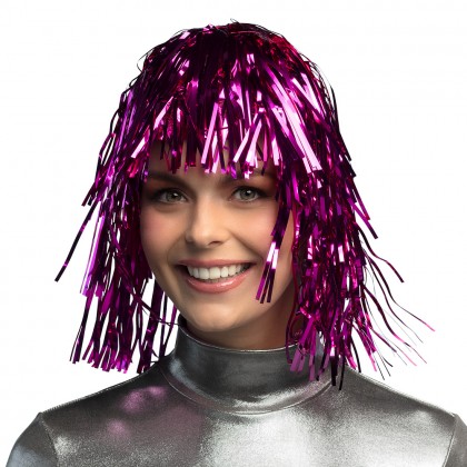 Pruik Metallic roze