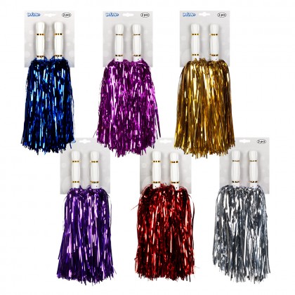Paar pompoms Metallic 6 kleuren ass.