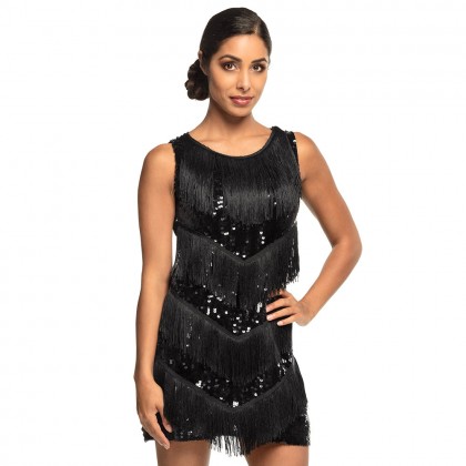 Volwassenenjurk Flapper Chicago zwart (L)