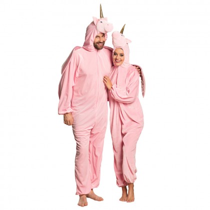 Volwassenenkostuum Eenhoorn pluche roze (max. 1.95 m)