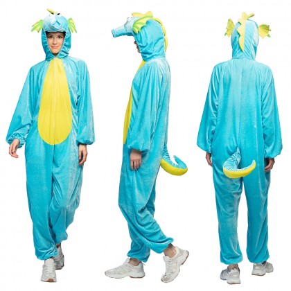 Volwassenenkostuum Zeepaardje pluche (max. 1.80 m)