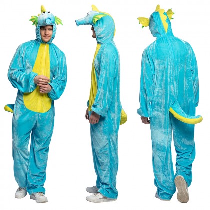 Volwassenenkostuum Zeepaardje pluche (max. 1.95 m)