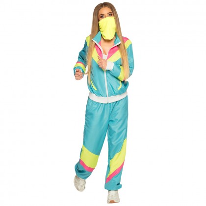Trainingspak Retro babe neonblauw UV (S)