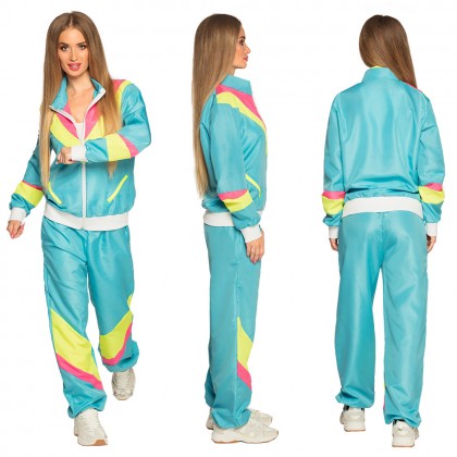 Trainingspak Retro babe neonblauw UV (L)