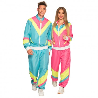 Trainingspak Retro dude neonblauw UV (L)
