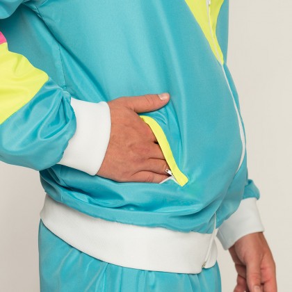 Trainingspak Retro dude neonblauw UV (XL)