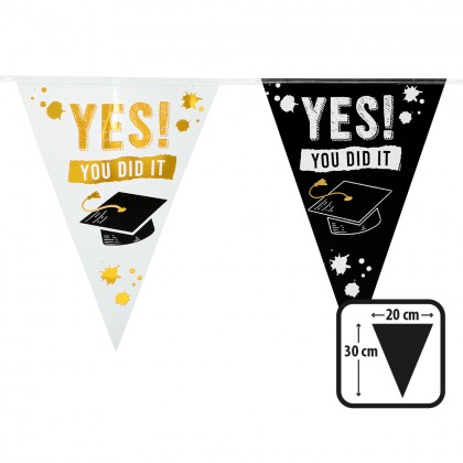 PE vlaggenlijn 'Yes! You did it' (30 x 20 cm, 6 m)