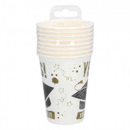 Set 8 papieren bekertjes 'Yes! You did it' (25 cl)