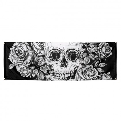 Polyester banner Schedel (74 x 220 cm)
