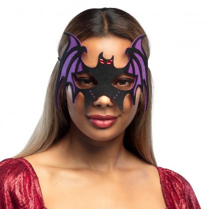 Vilten oogmasker Vleermuis 4 kleuren ass.