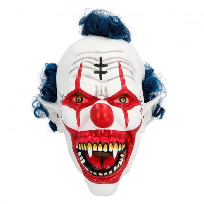 Latex hoofdmasker Vampier clown met haar