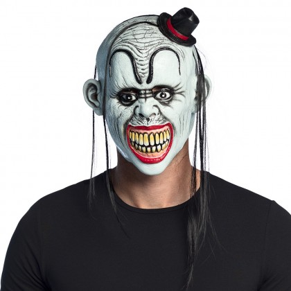 Latex hoofdmasker Bad clown met haar