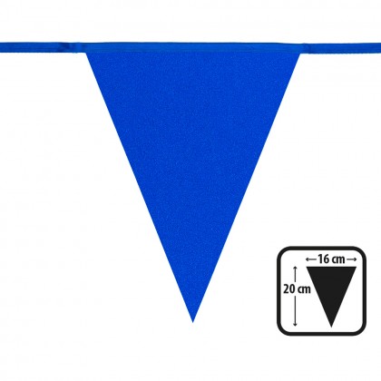 Kartonnen glittervlaggenlijn blauw (20 x 16cm)(6 m)