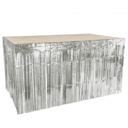 Tafelrok metallic zilver (300 x 74 cm)