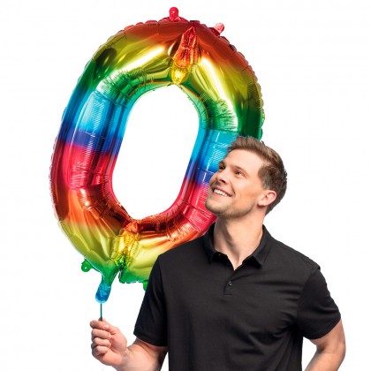 Folieballon '0' regenboog (86 cm)