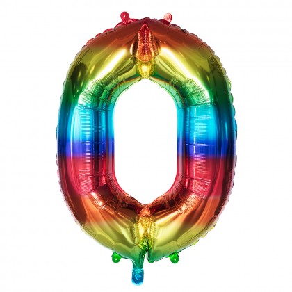 Folieballon '0' regenboog (86 cm)