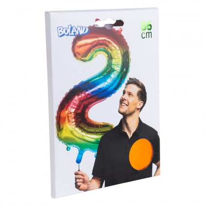 Folieballon '2' regenboog (86 cm)