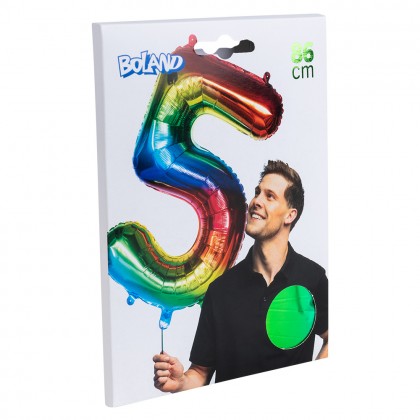 Folieballon '5' regenboog (86 cm)