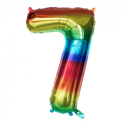 Folieballon '7' regenboog (86 cm)