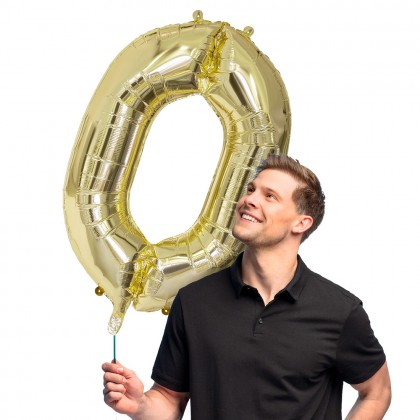 Folieballon '0' goud (86 cm)