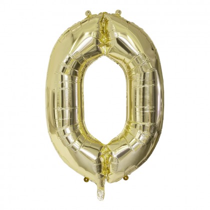 Folieballon '0' goud (86 cm)