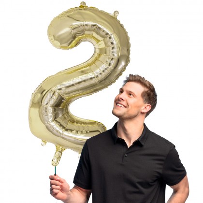 Folieballon '2' goud (86 cm)