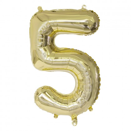 Folieballon '5' goud (86 cm)