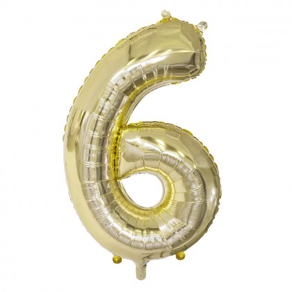 Folieballon '6' goud (86 cm)
