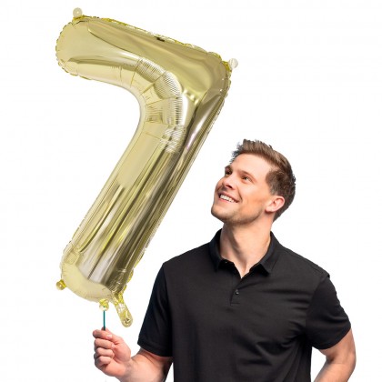 Folieballon '7' goud (86 cm)