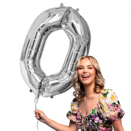 Folieballon '0' zilver (86 cm)