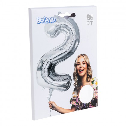 Folieballon '2' zilver (86 cm)
