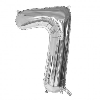 Folieballon '7' zilver (86 cm)